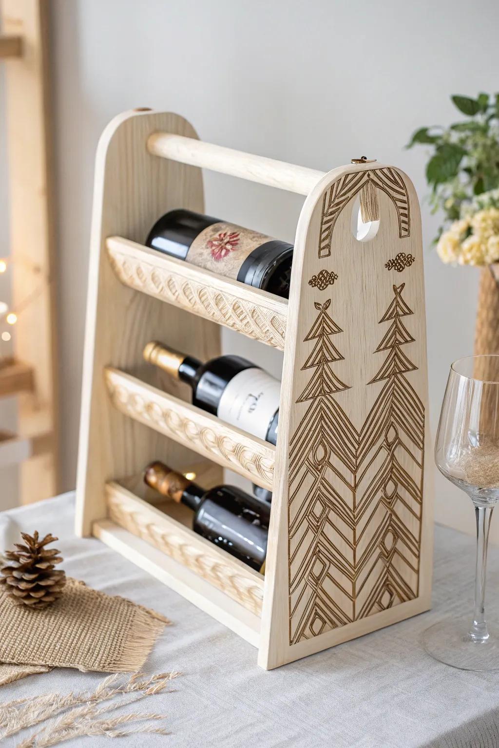Elevate their space with a handcrafted wine rack that blends minimalist design with boho charm.