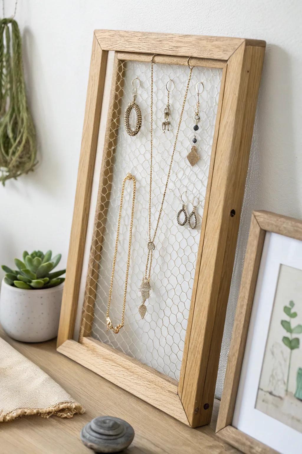 Transform simplicity into panache with this DIY jewelry display, where practicality converges with sophistication.