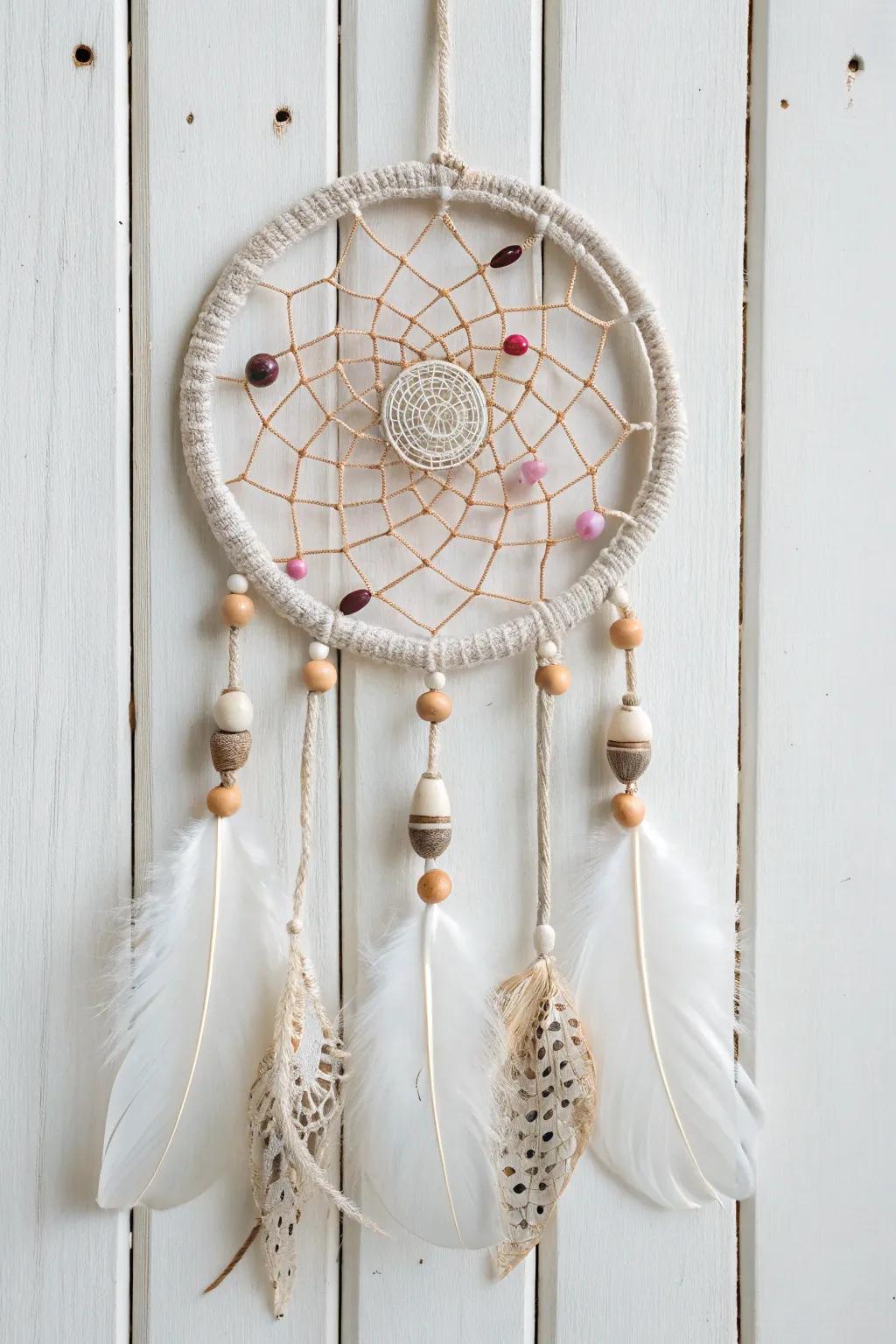 Embrace the splendor of nature through a handcrafted dream catcher that whispers the serenity of the outdoors.
