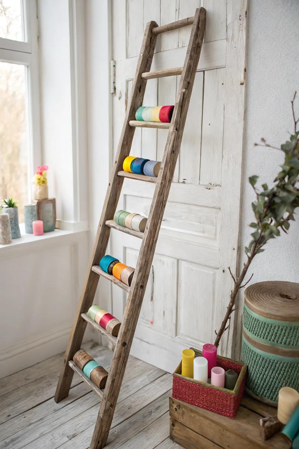With a rustic ladder display, you can transform your area; simplicity and creativity come together here.
