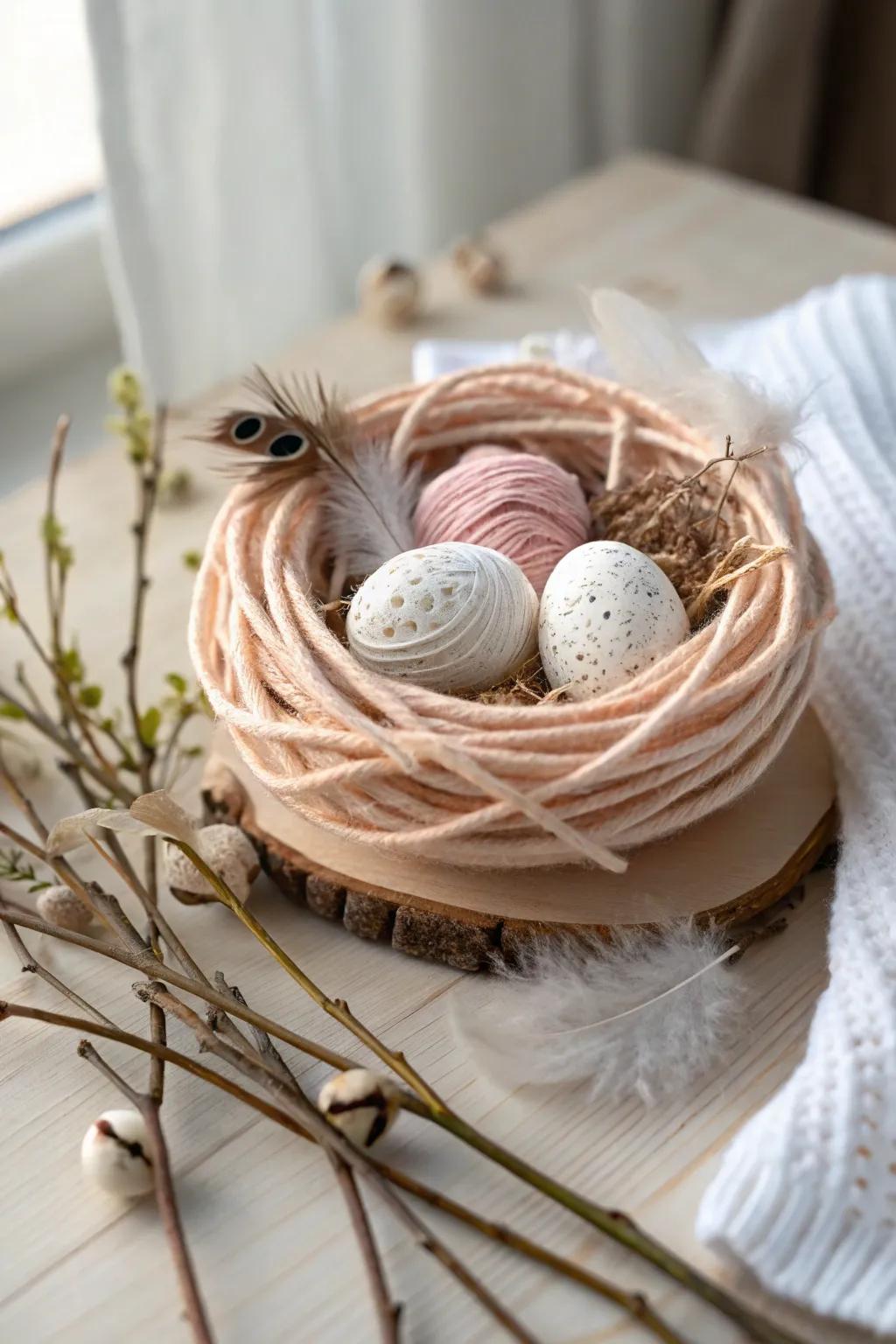 Crafting Nature: A minimalist DIY avian burrow for a trace of Easter elegance.
