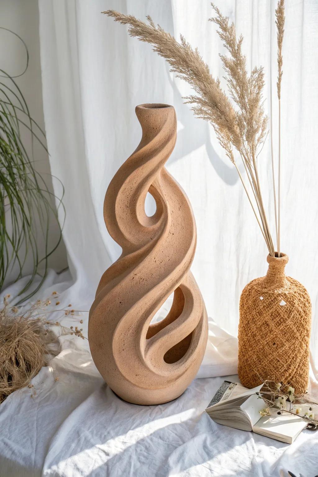 Embrace the art of simplicity with this stunning abstract clay figure, where creativity meets natural beauty.