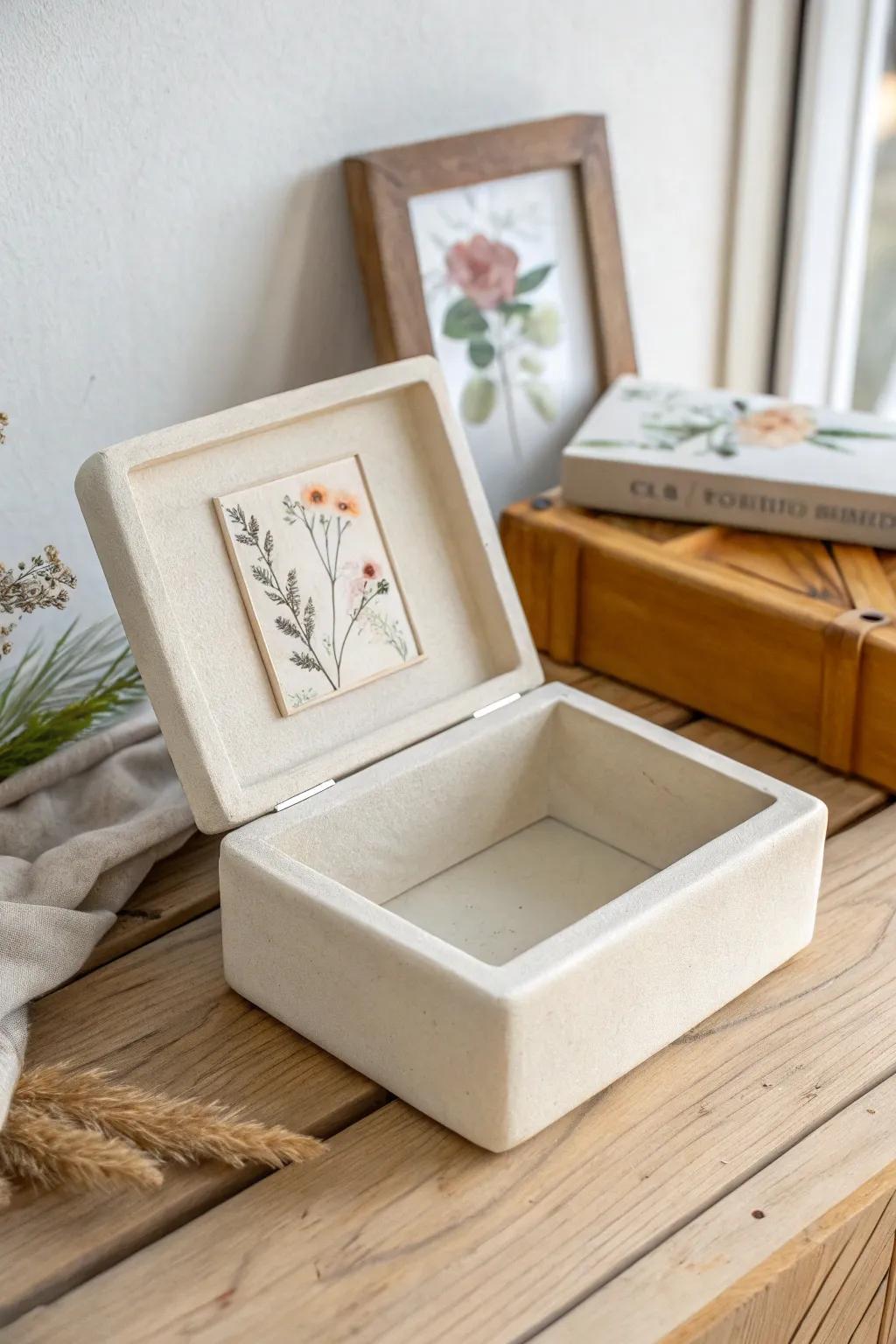 Transform your clay box into a treasured keepsake with a personalized image covering.
