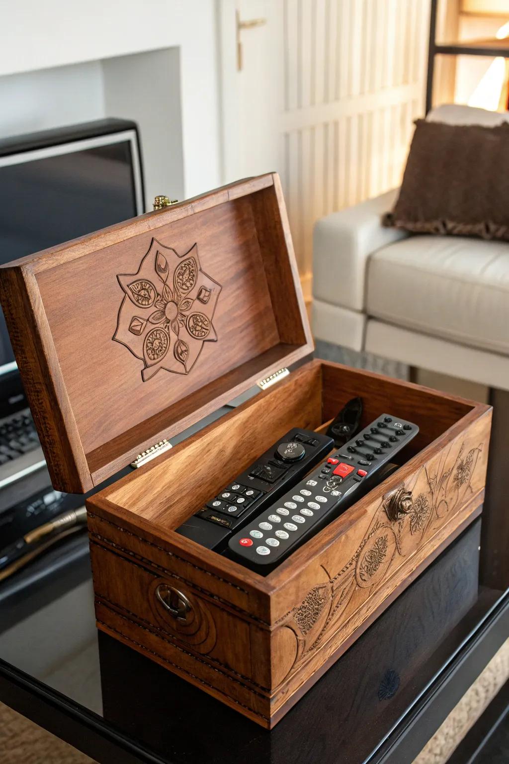 Elevate your living space with this handcrafted command console caddy.