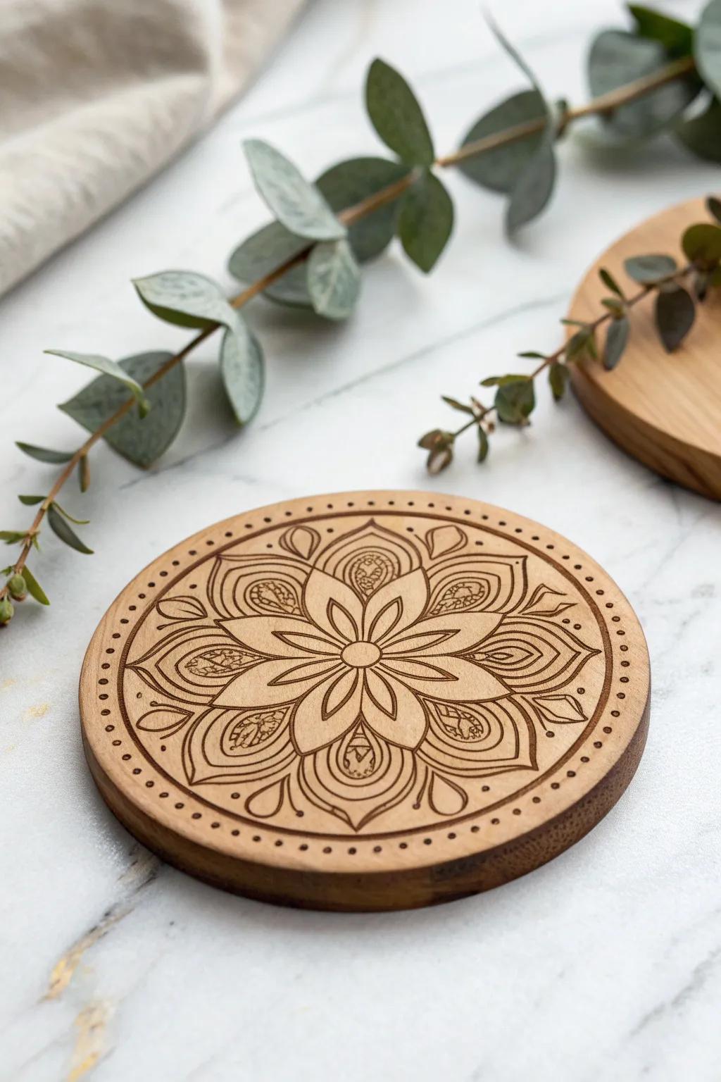 Elevate your table arrangement through the artistry of carved mats. Ideally suited for each season.