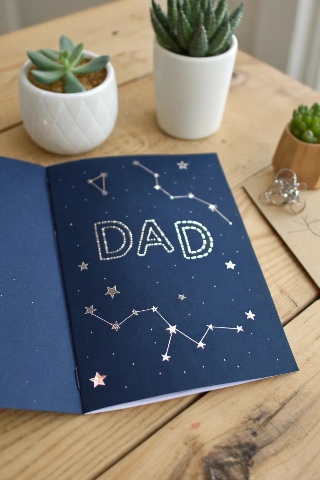 Produce a celestial masterpiece for Dad this Father's Day with a personalized star chart card!