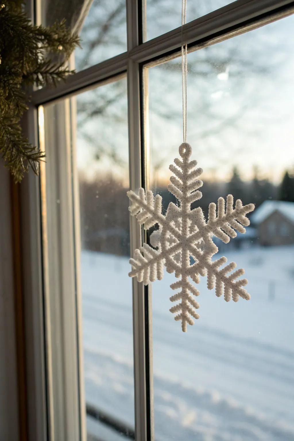 Capture the enchantment of winter with beautifully crafted crafting foam snowflake window stickers.