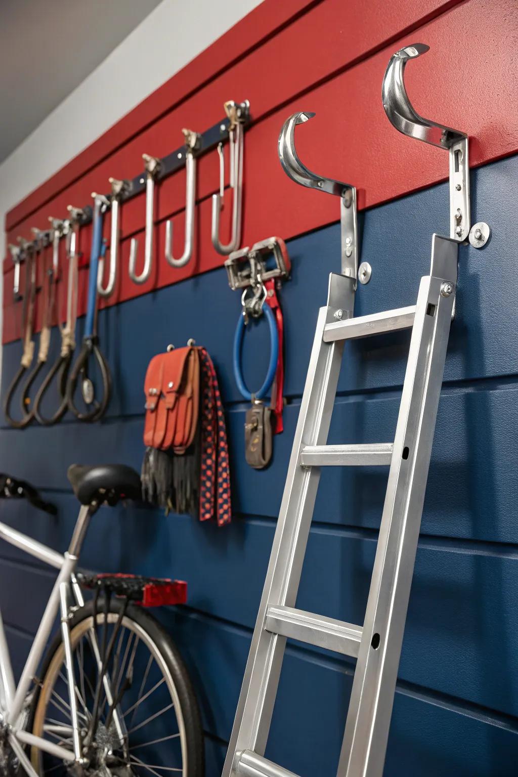 Elevate your garage game with sleek, wall-mounted hangers - craftsmanship meets functionality.