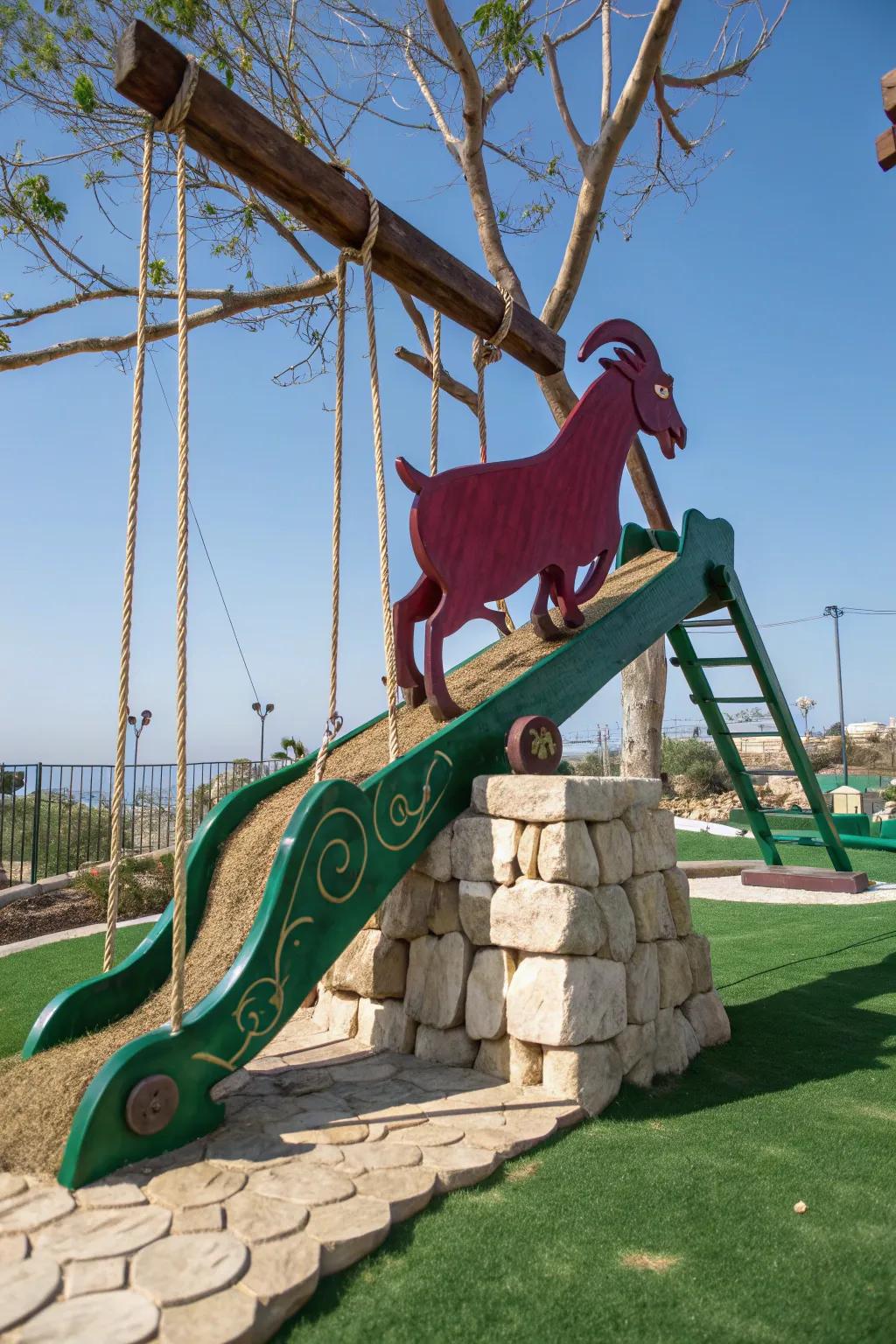 Release the fun: A skillfully made goat playground that merges tradition with play.