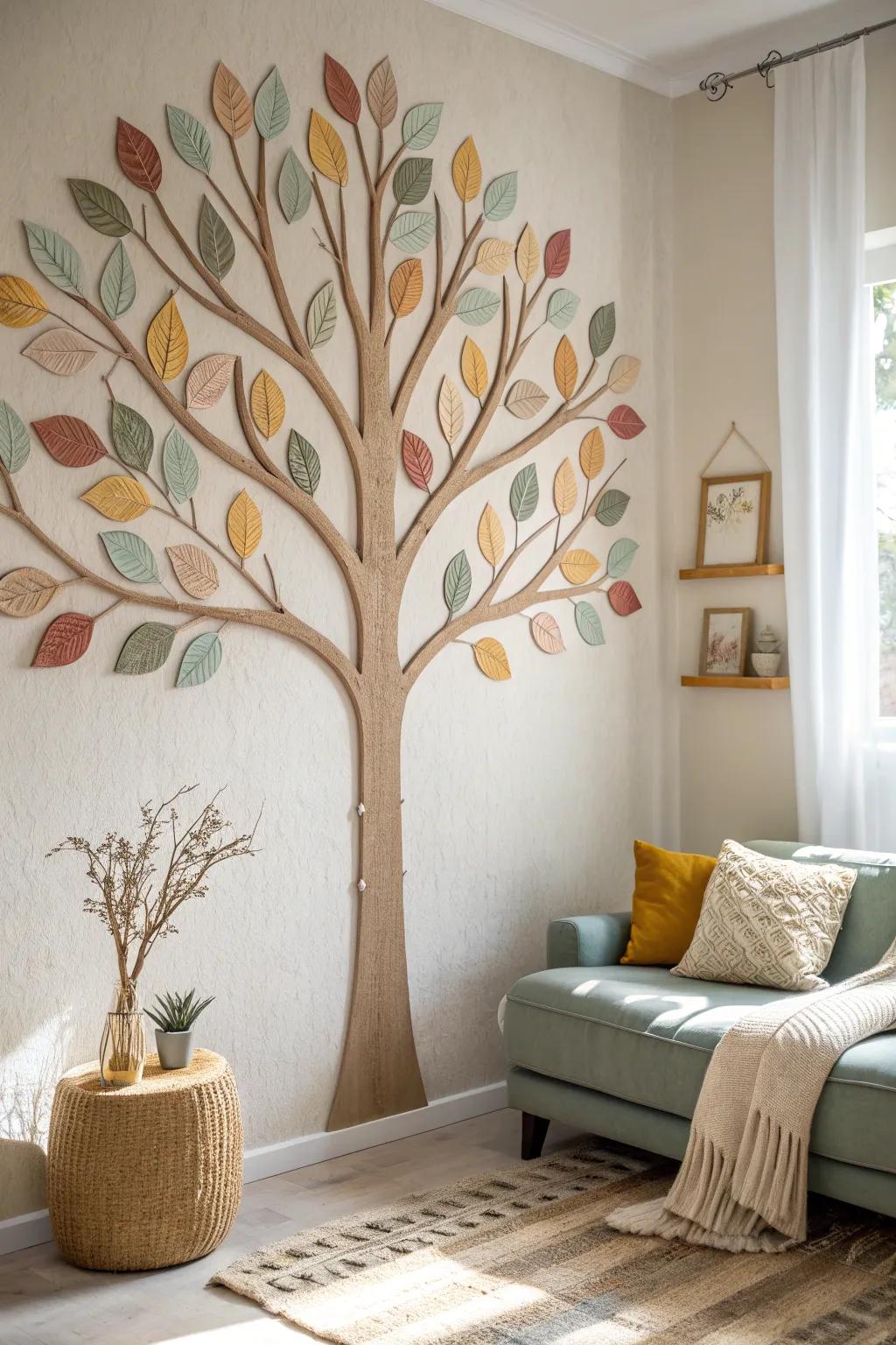 Transform your space with a stunning wall-mounted gratitude tree that blends Scandinavian minimalism with Boho charm. 🌿✨