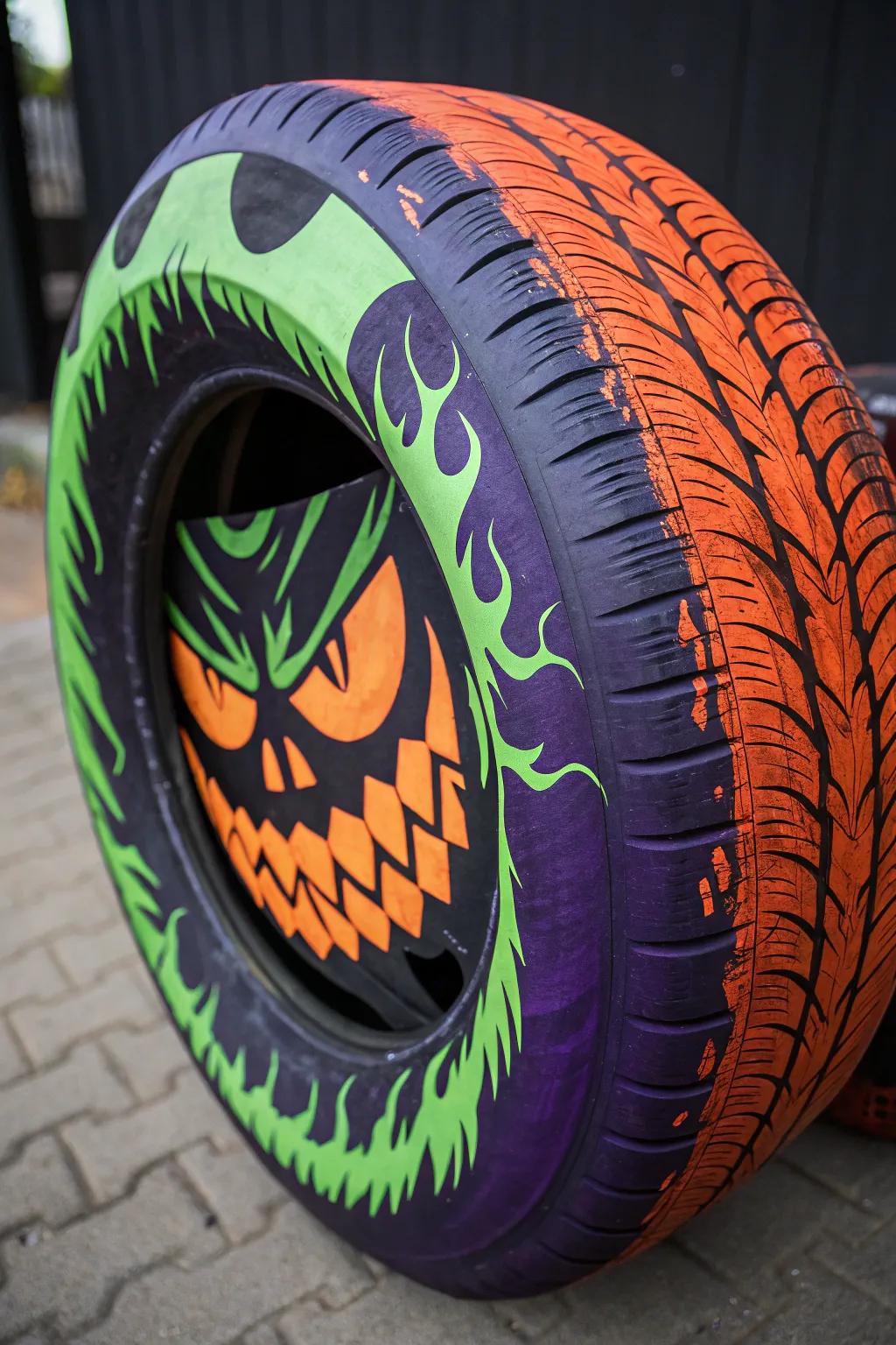 Express your creativity with ghastly tire profiles this Halloween! 🎃🛞 #Artisanship #HalloweenDecor #CreativeDesign
