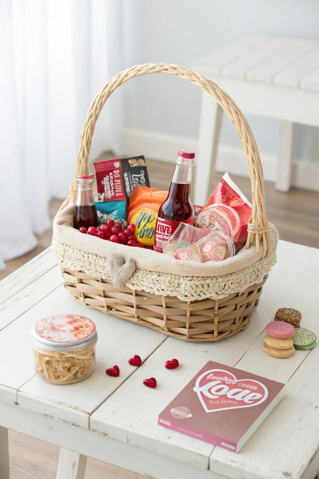 Take a sweet stroll down memory lane with a nostalgic snack selection, perfect for a heartfelt Valentine's Day surprise.