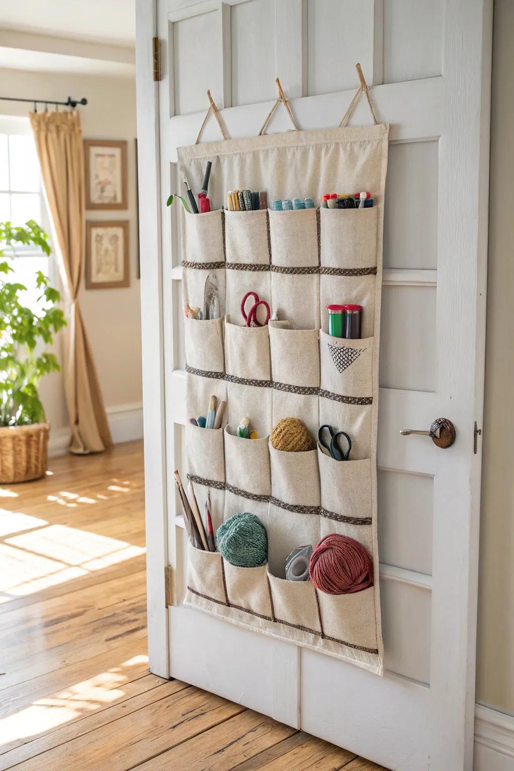 Revolutionize your area via stylish and useful craft storage utilizing a chic hanging organizer. 🌿✨