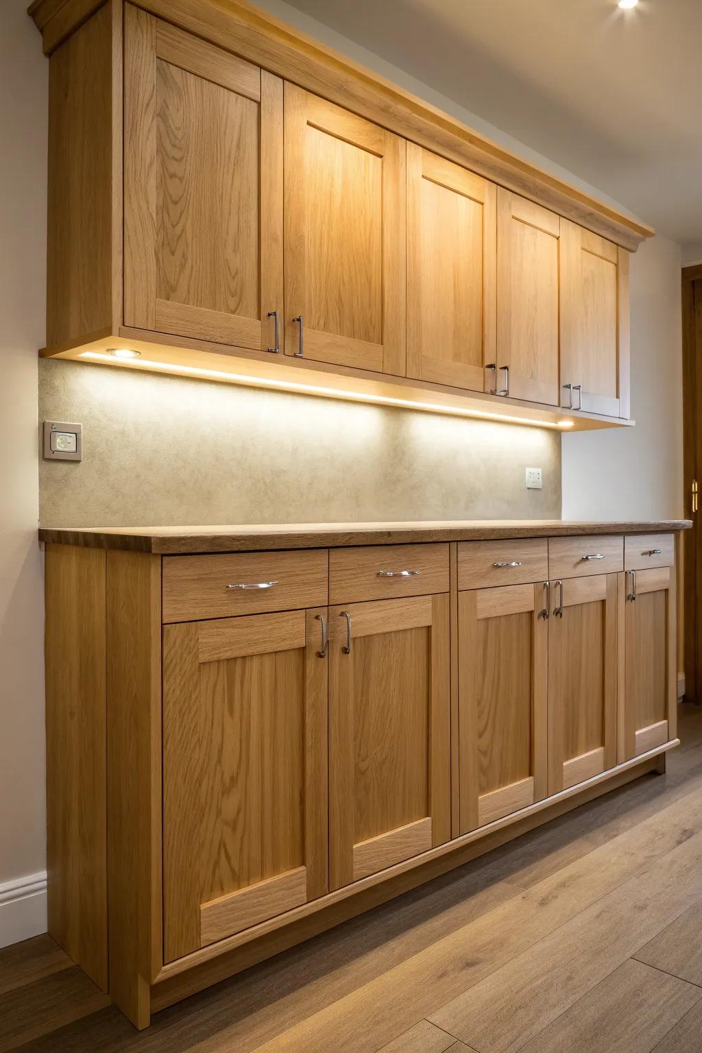 Illuminate your kitchen with stylish under-cabinet lighting for a modern and functional improvement.