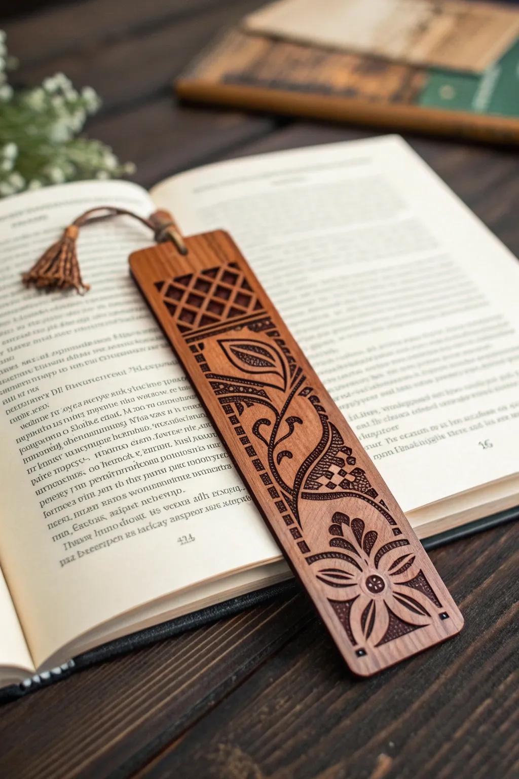 Elevate your reading experience with bespoke exactness-etched timber page markers, where artistry converges with personalization.