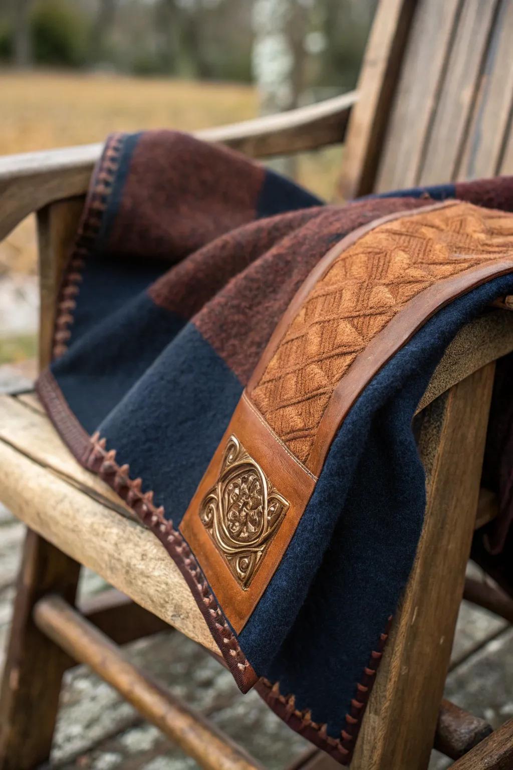 Elevate your sphere of solace through refined craftsmanship: Leather accents upon inviting throws.