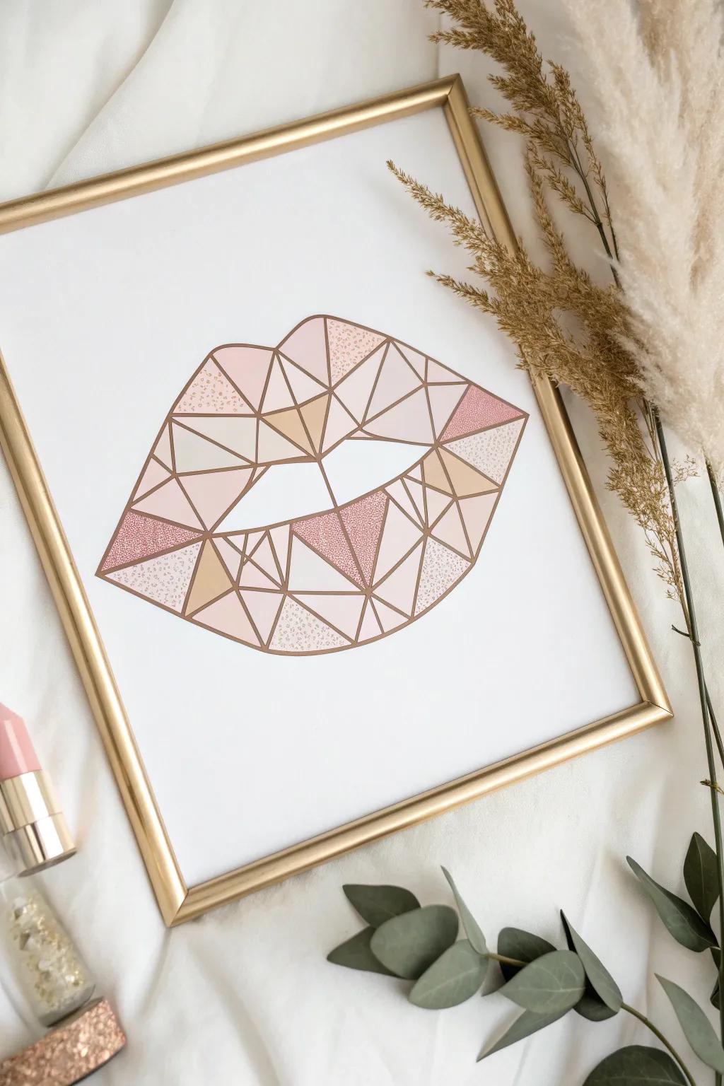 Discover the elegance of simplicity through geometric lips art, where minimalism aligns with ingenuity.