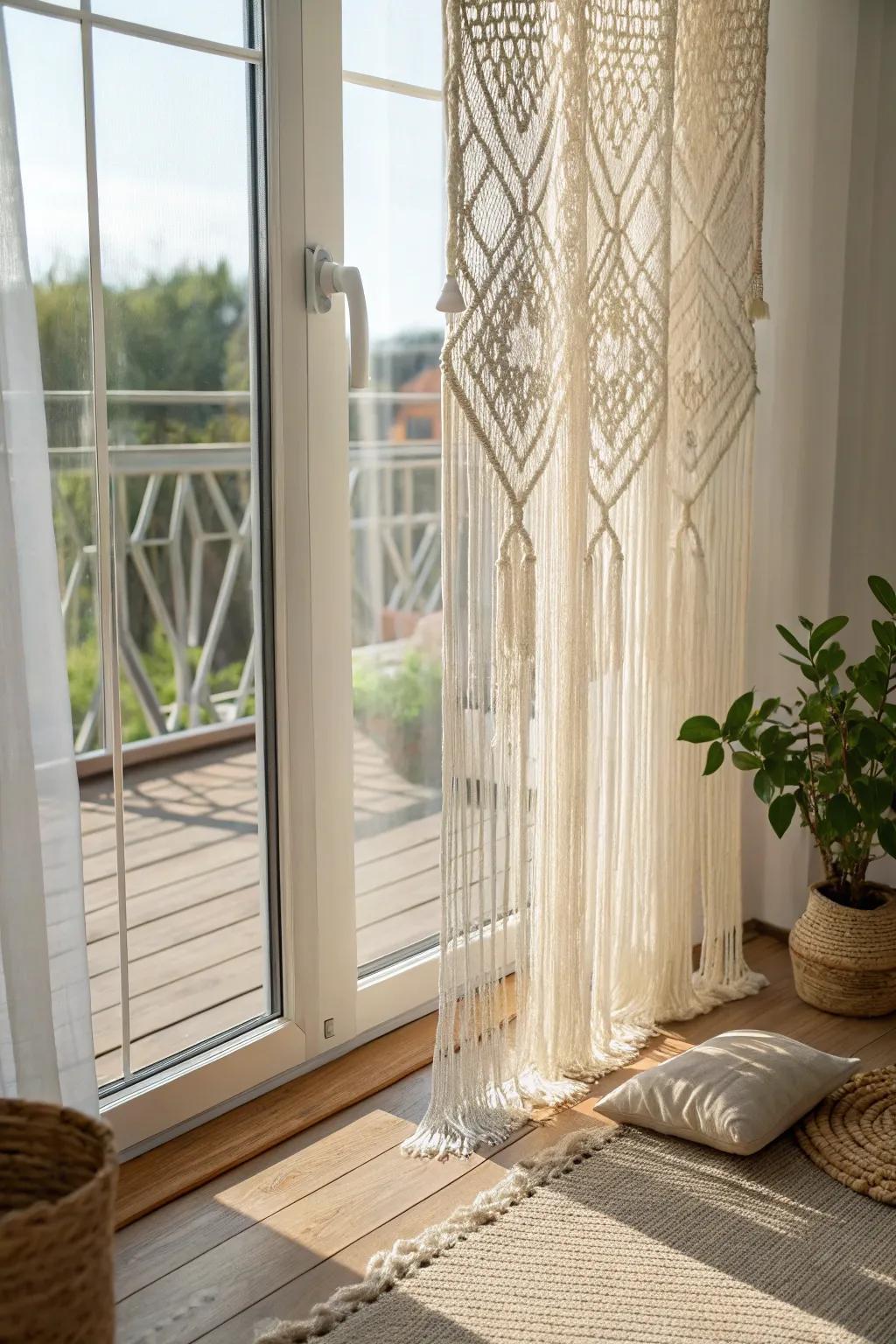 Elevate your space with the lasting grace of minimalist macrame window coverings.