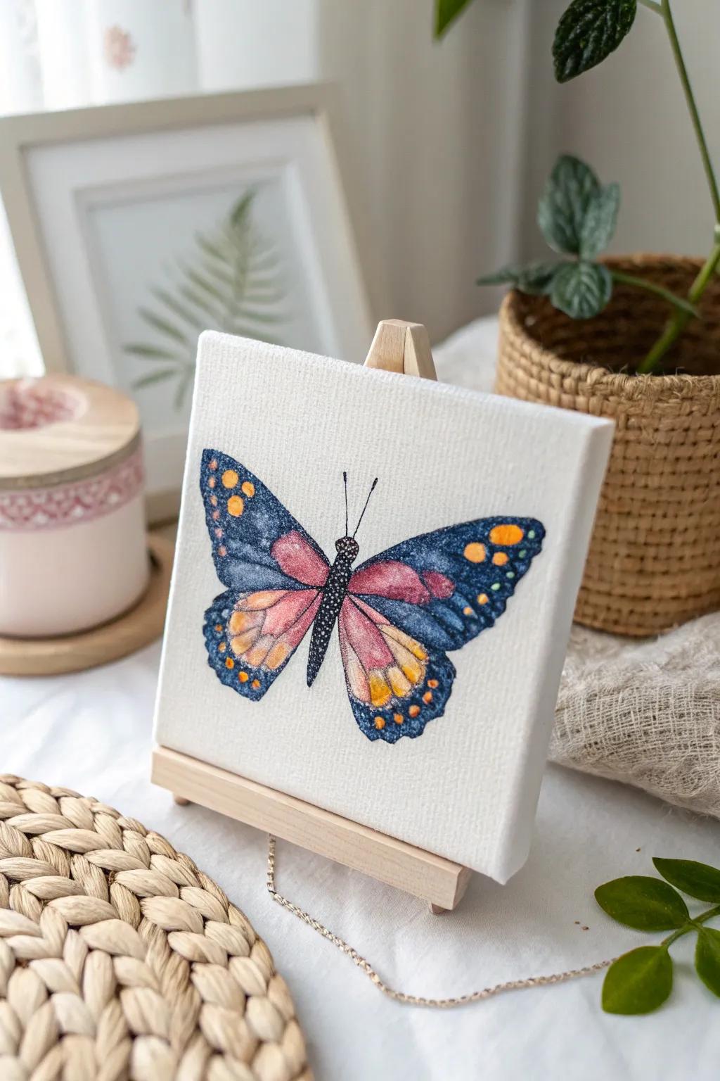 Reflecting nature's beauty: a vivid butterfly art piece that delivers color and peace to your room.