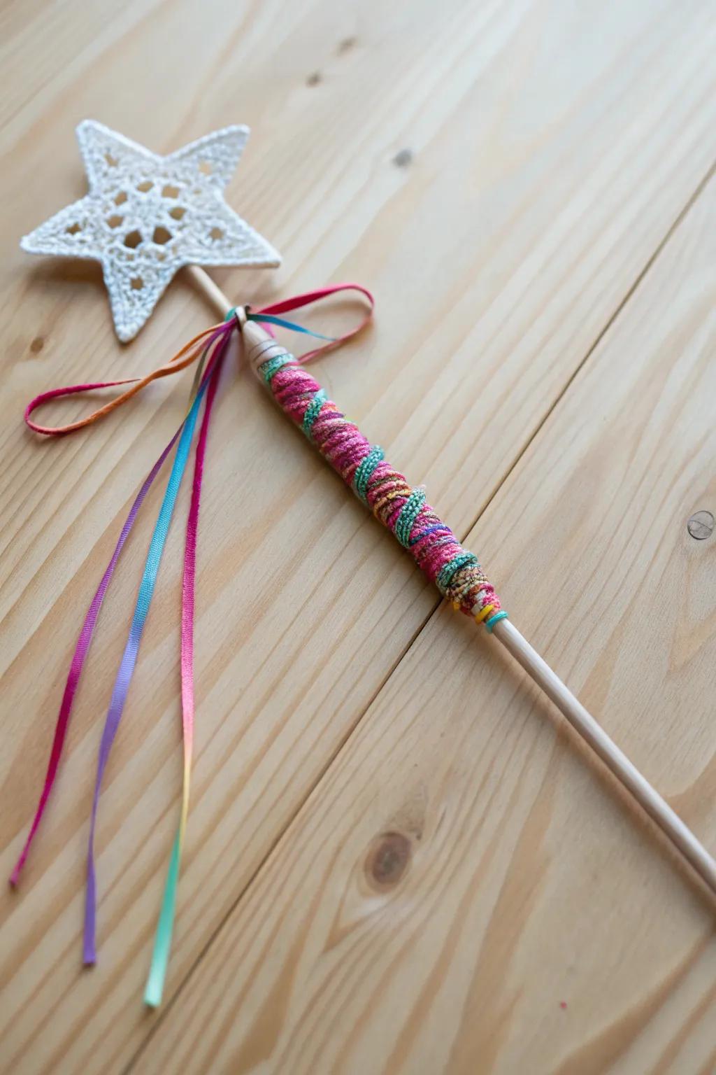 Enchanting DIY: Craft a magical wand with natural elegance and a splash of color.
