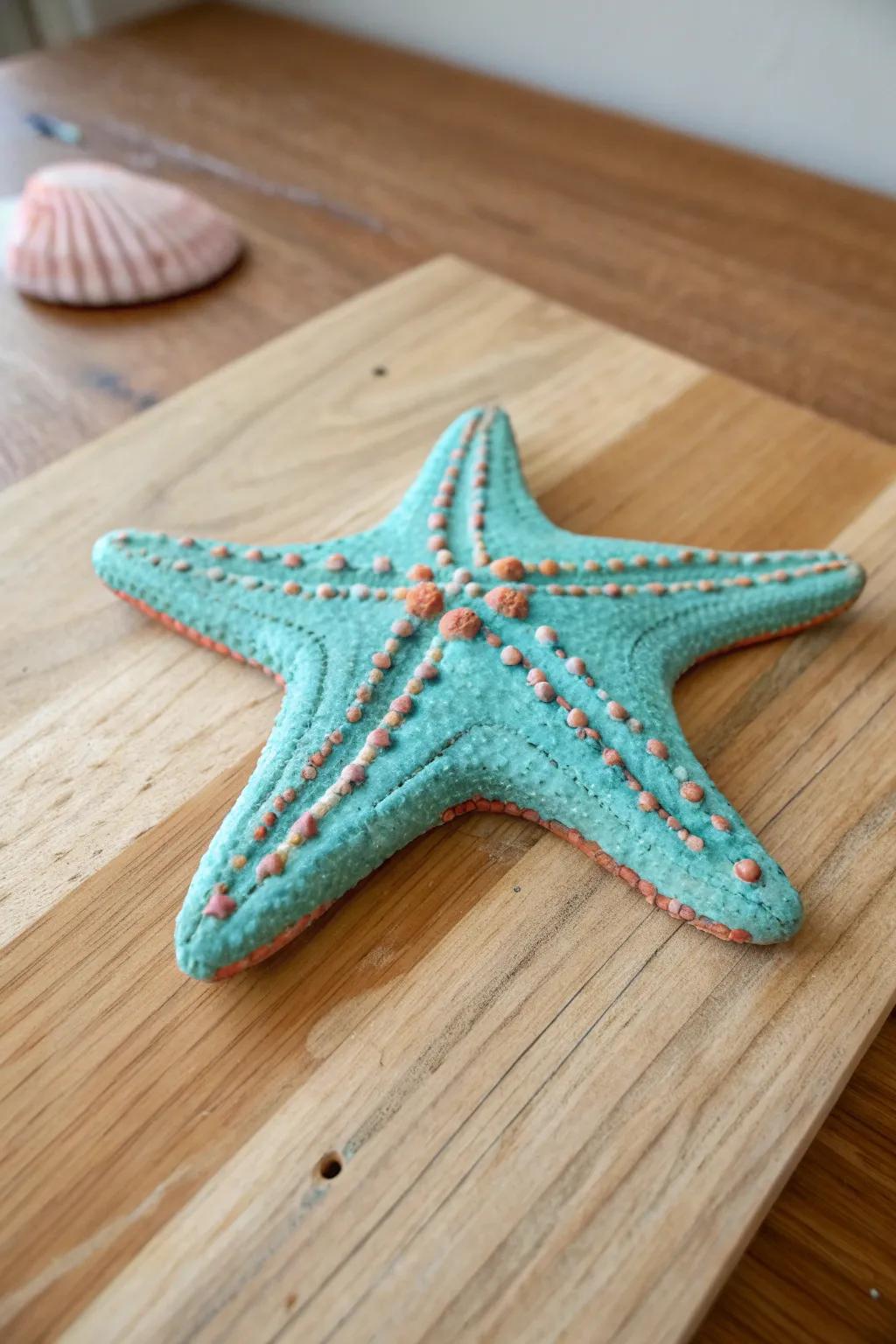 Encompass the ocean's sophistication through a handcrafted embellishment: Vivid saline paste asterias for a dash of coastal allure.