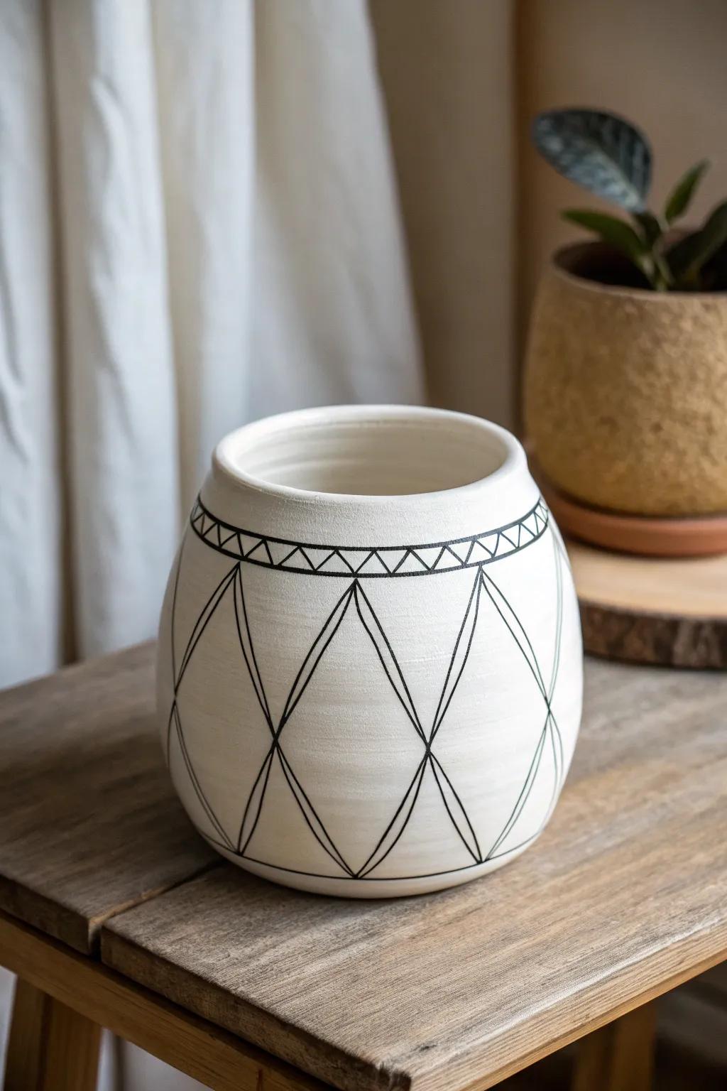 Discover elegance in simplicity with this minimalist monochrome pot design.