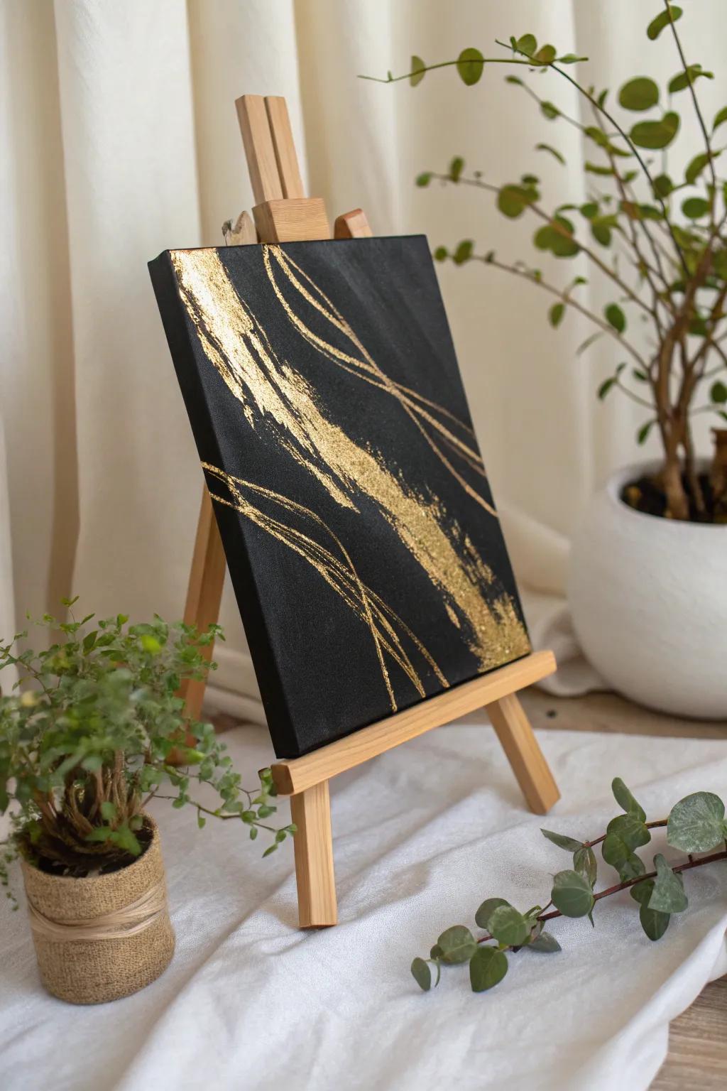 Brighten your ingenuity through the mesmerizing attraction of metallic accents upon black.