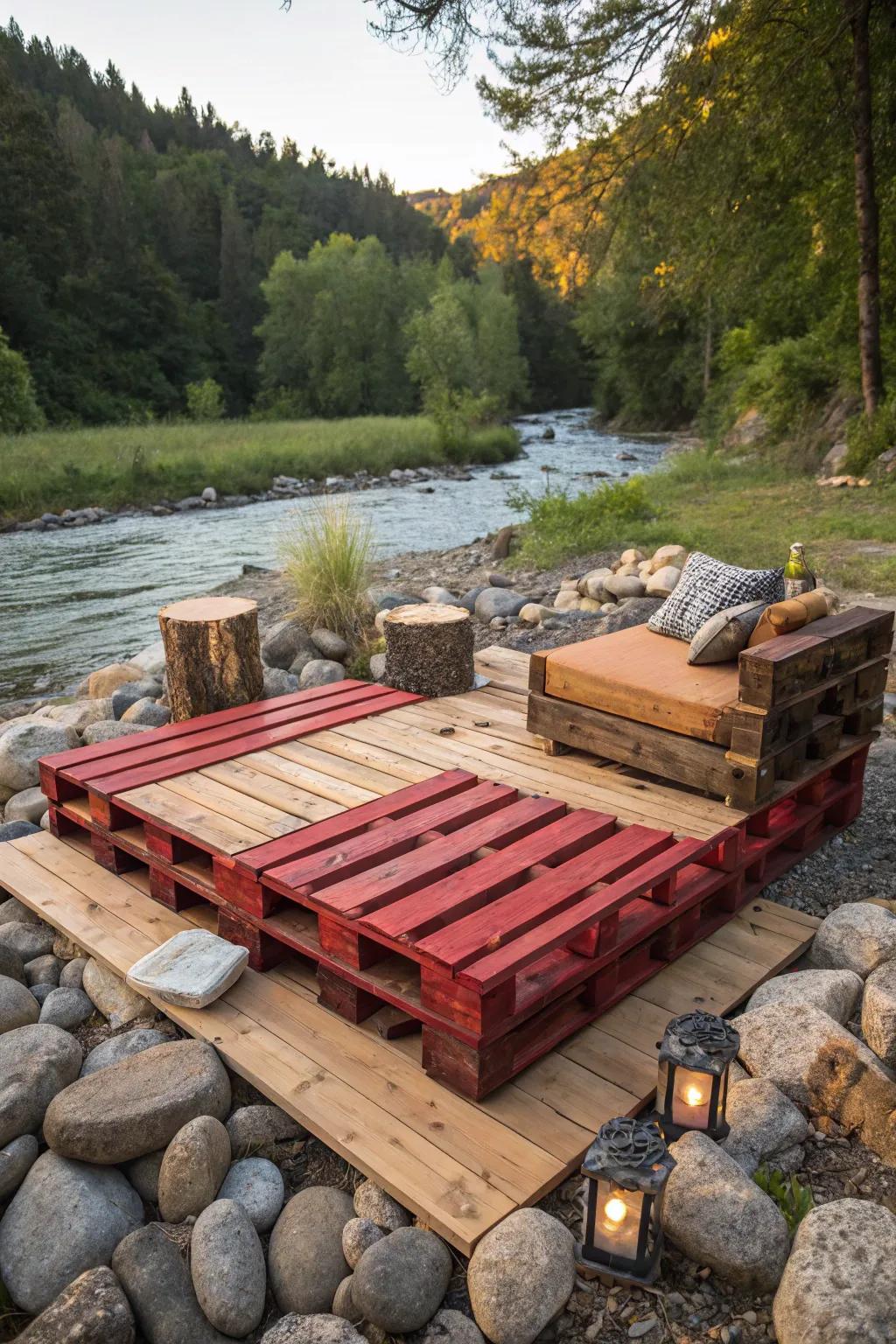 Convert your open-air expanse through this quaint platform terrace, where artistry converges with nature's splendor.