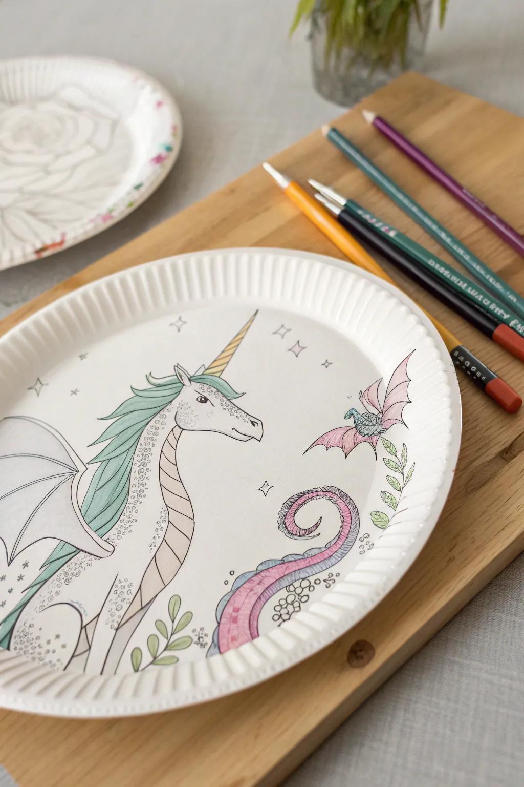 Unleash your creativity with whimsical fantasy creatures on paper plates!