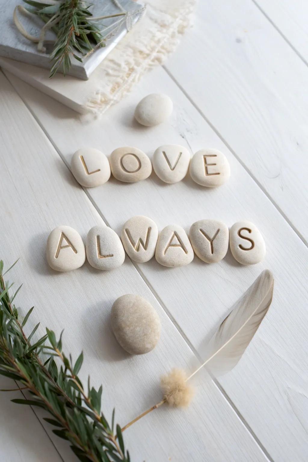 Weave your narrative of affection with the ageless magnificence of pebble artistry.