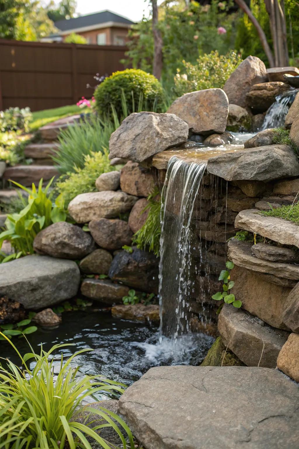 Alter precipitation into a breathtaking cascade masterpiece with this eco-conscious garden attribute.