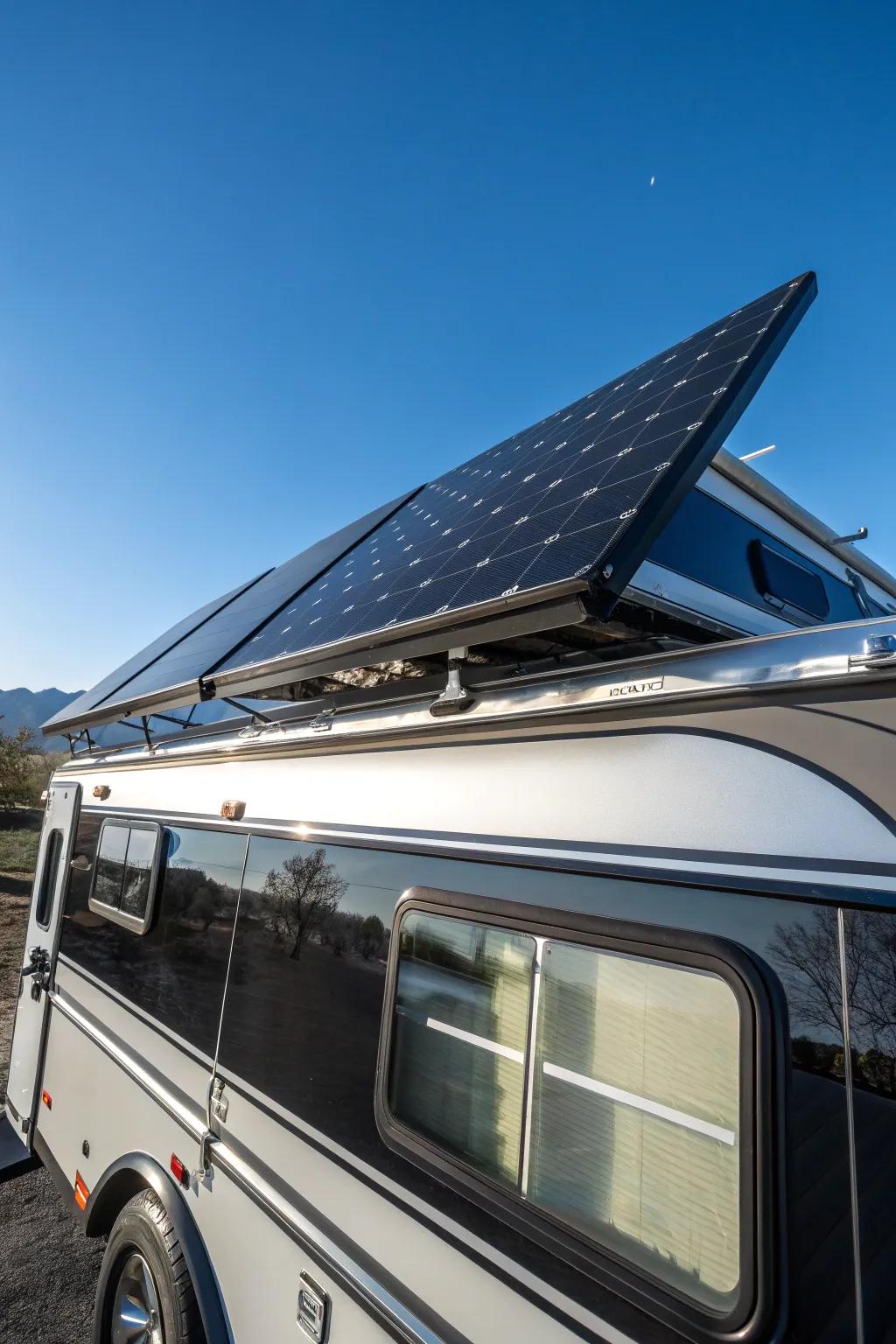 With sleek solar panels, you can sustainably power your trips. #EcoFriendlyTravel #Craftsmanship