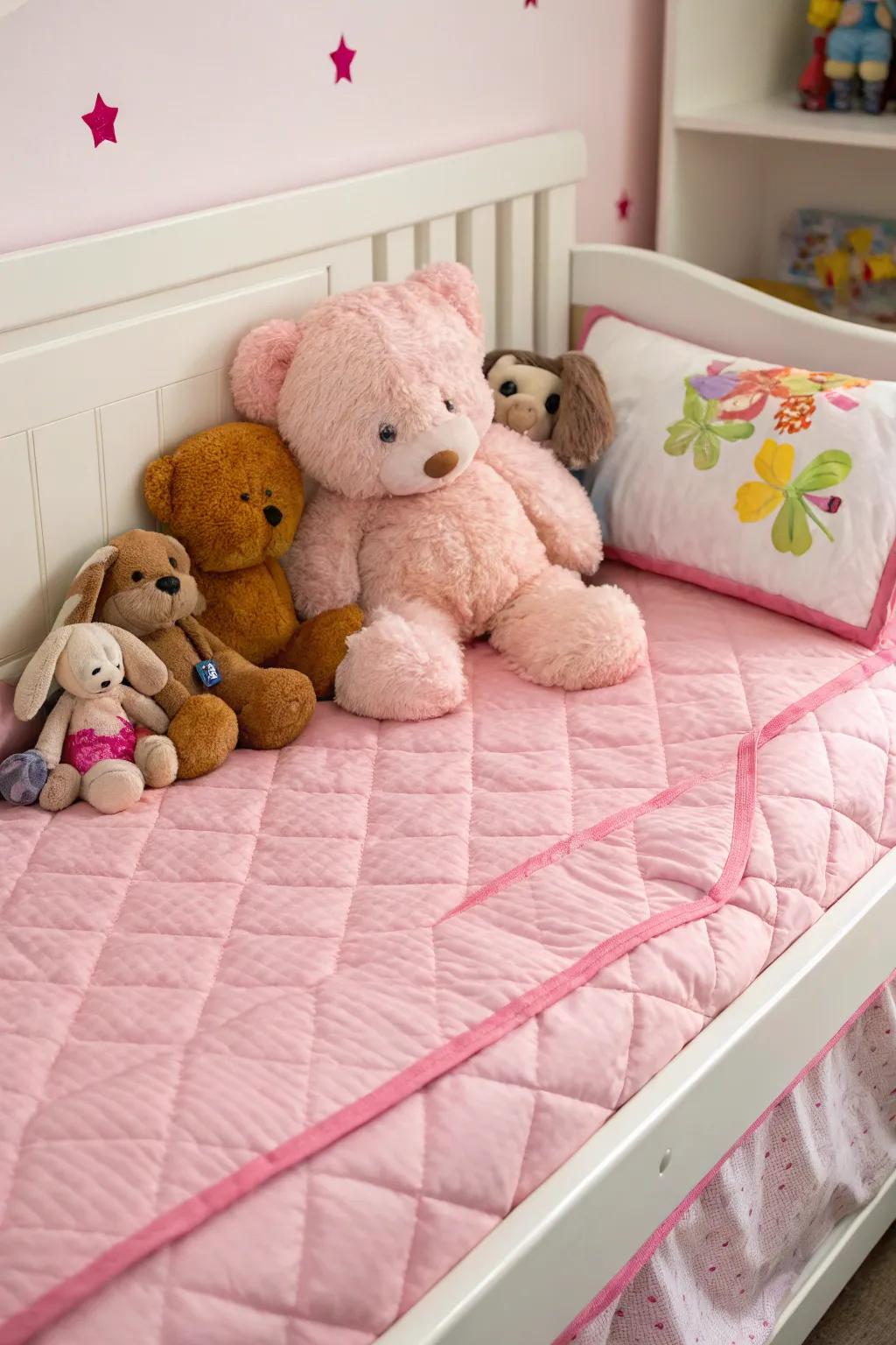 Sumptuous toys infusing charm and solace into the room.