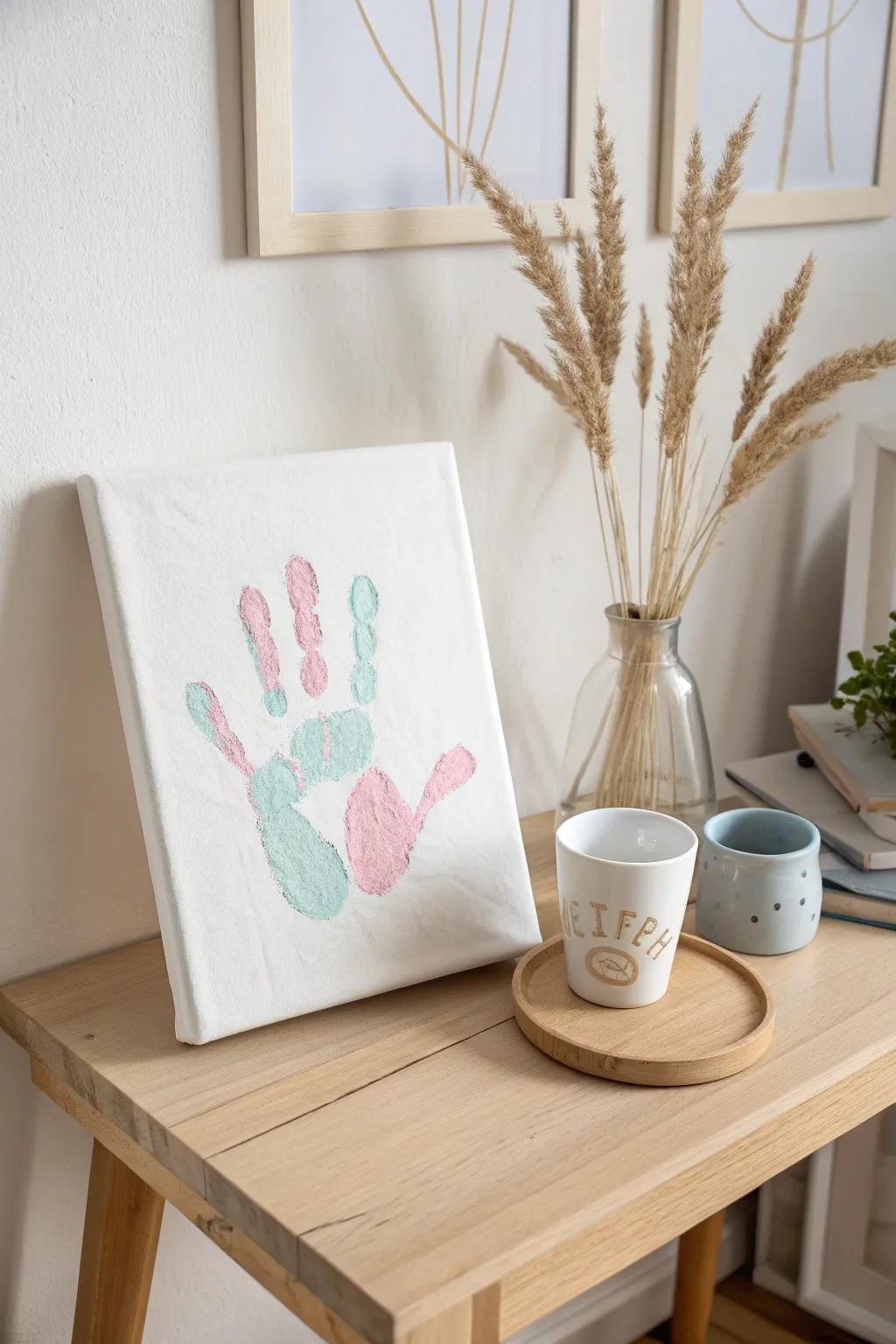 Cherish precious memories with dimensional paint handprints—a perfect blend of art and sentiment.