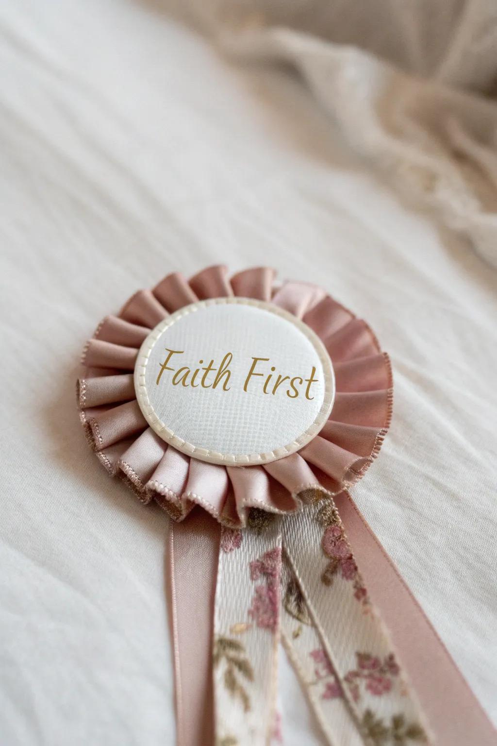 Celebrate simplicity and faith with this beautifully crafted ribbon.