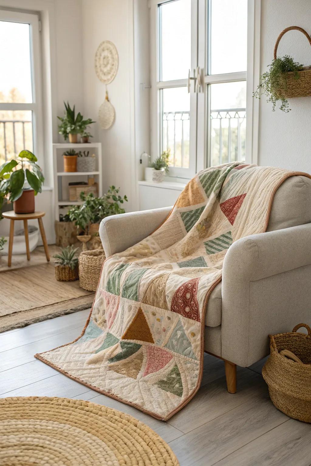A quilt that intertwines family narratives and cozy moments.