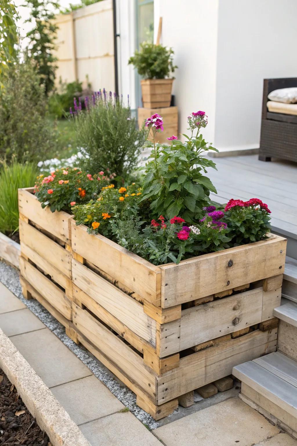 Revolutionize your garden with a sophisticated repurposed decking planter—uncomplicated, sustainable, and striking!
