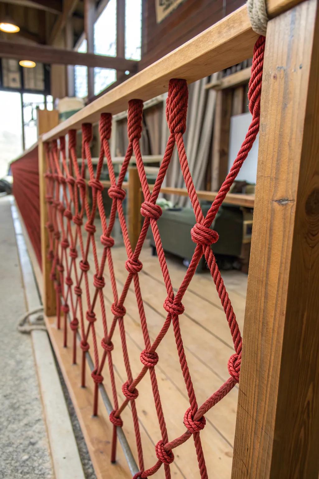 Secure your space with style: Discover the artistry of tensioned rope handrails.