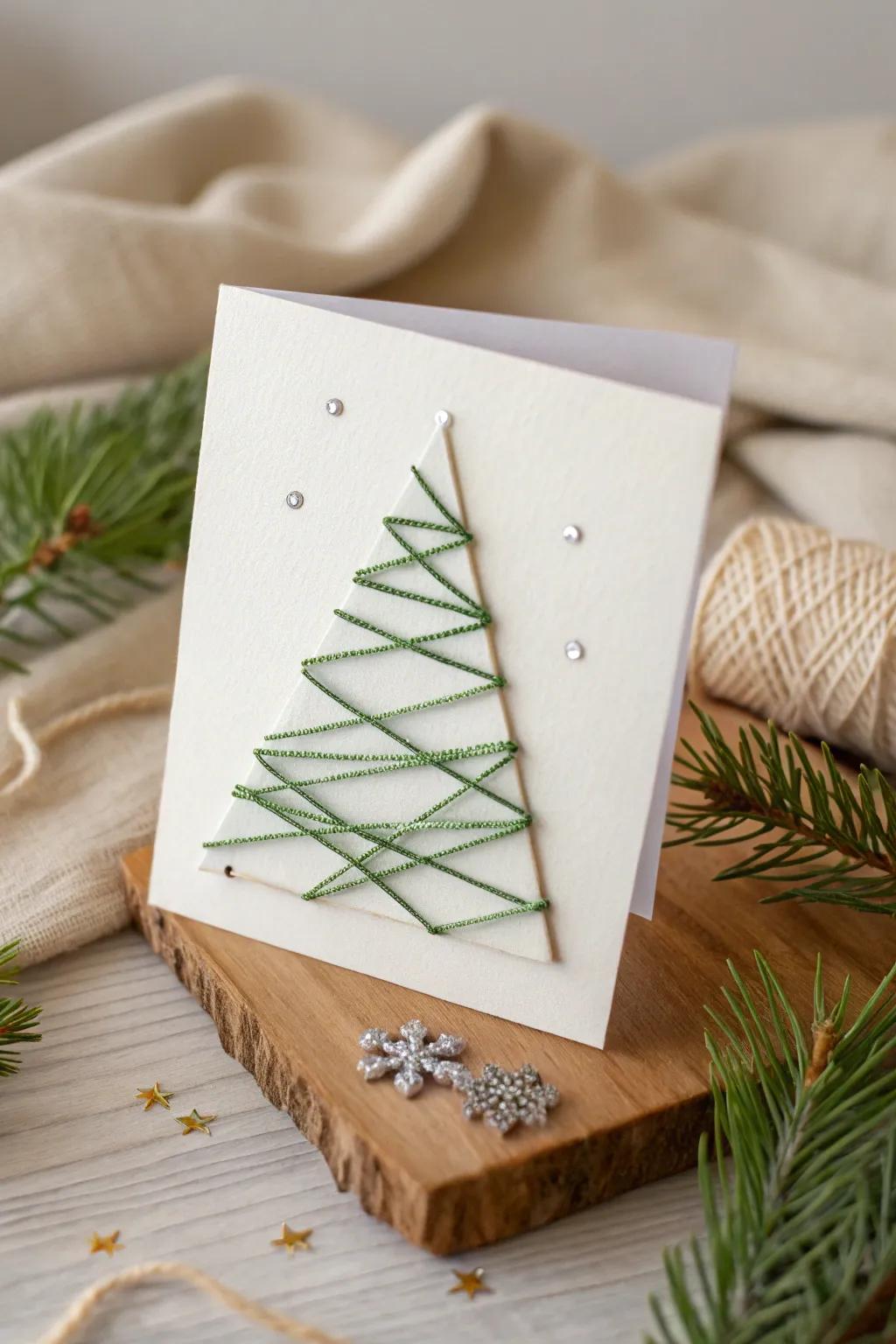 Fashion your personalized shimmering evergreen card via tinsel and fiber for a trace of handmade sophistication this Yuletide.