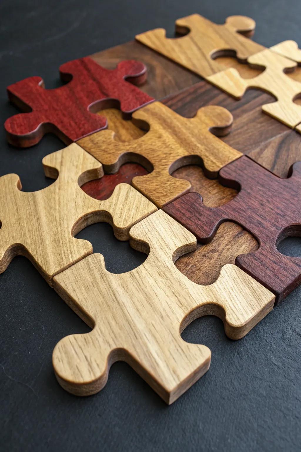 Transform your area with dynamic jigsaw piece wall art — a hint of artistry and ingenuity.