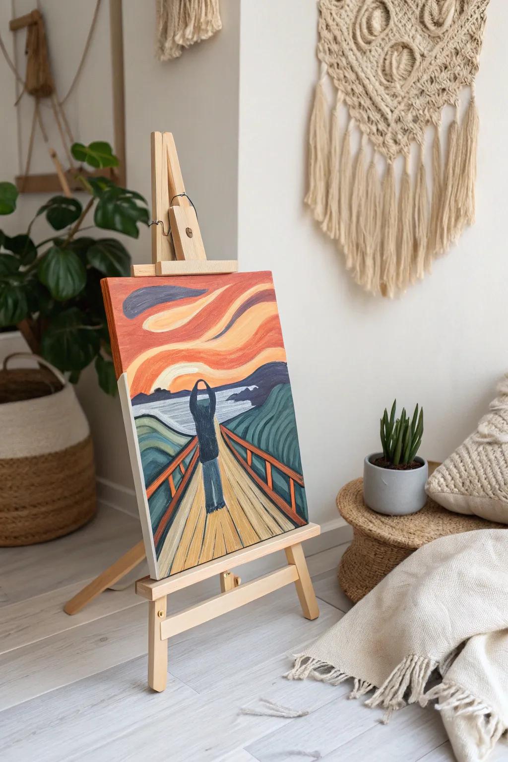 Reimagine the emblematic specter through a contemporary, non-figurative variation—audacious configurations and vibrant hues converge with minimalist refinement.