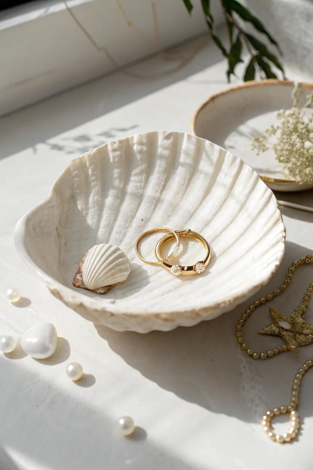 Refinement in Nature: Revamp your treasures using this handmade shell jewelry tray.