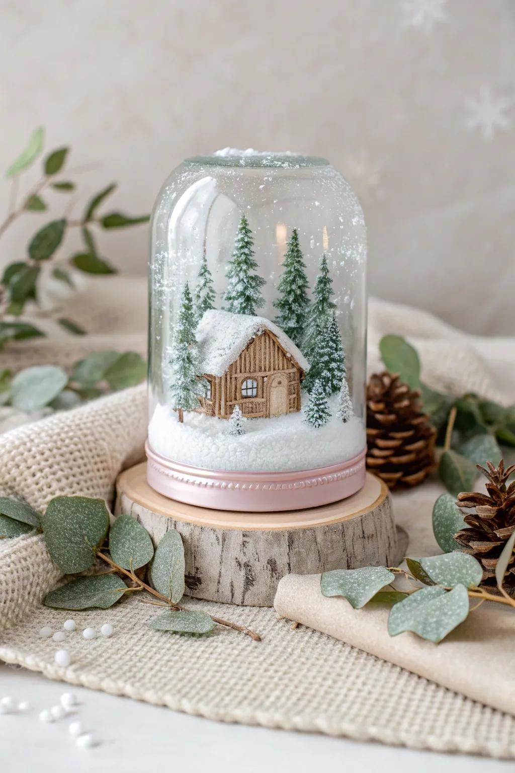Convert your aged jars into enchanting snowglobes, introducing a nuance of winter enchantment into your domicile with eco-friendly panache. ✨ #UpcycledBeauty #ScandiBoho