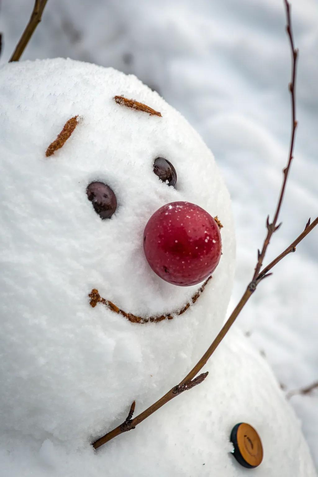 Introduce a vibrant pop to your snowman this winter through a charming scarlet bulb nose!