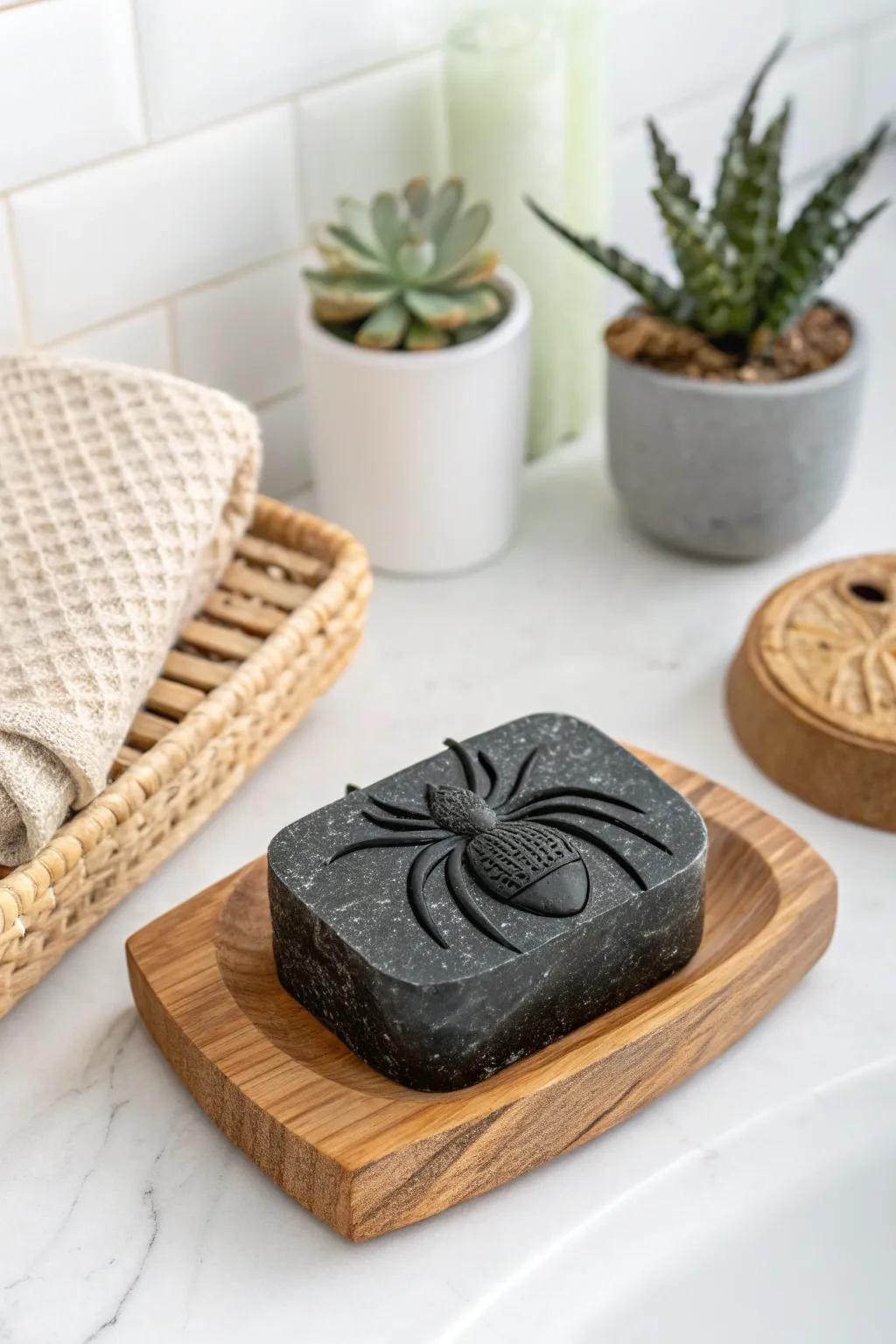 Incorporate a hint of spooky elegance into your lavatory with handcrafted arachnid cleansers!
