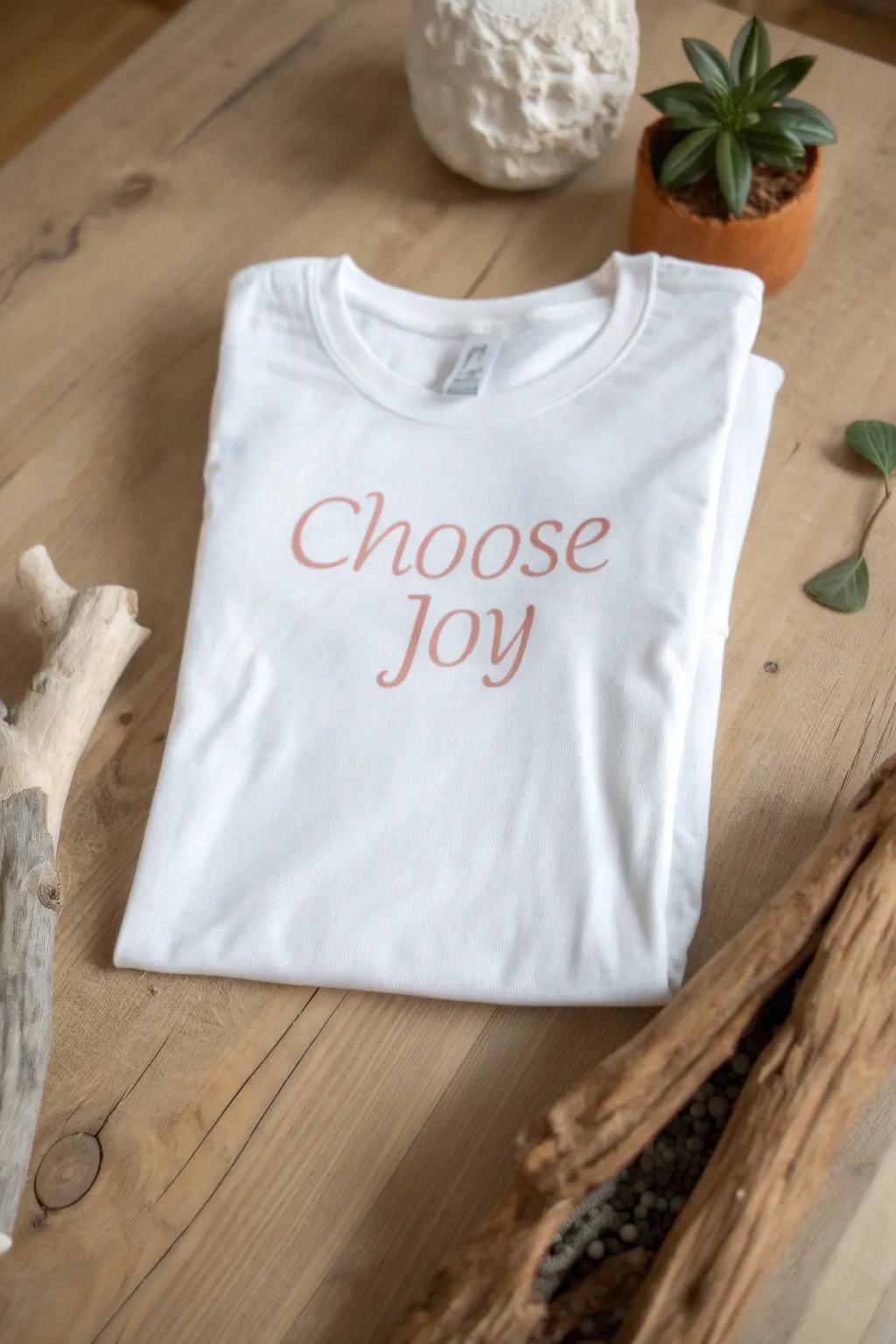 Embrace positivity with a touch of elegance - let your t-shirt speak volumes with minimalist charm.
