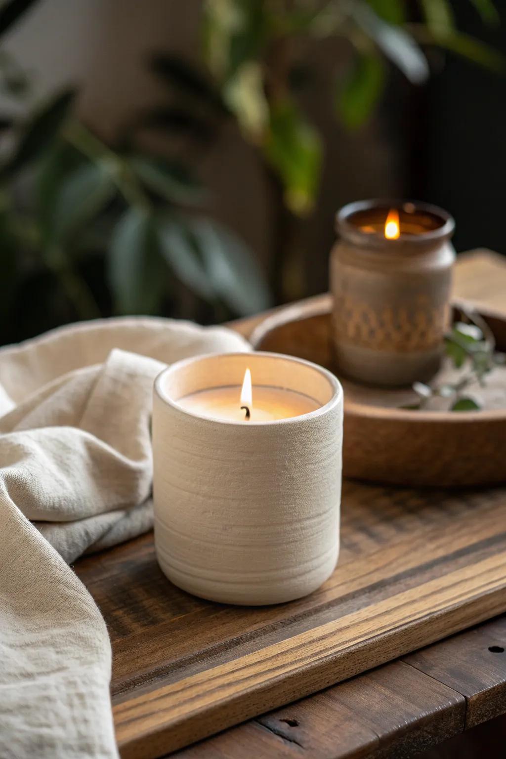 Illuminate your space with the elegance of handcrafted clay wax holders.