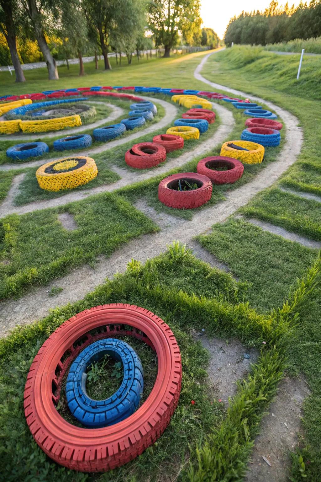 Navigate the vibrant tire labyrinth - where innovation harmonizes with skillful creation!