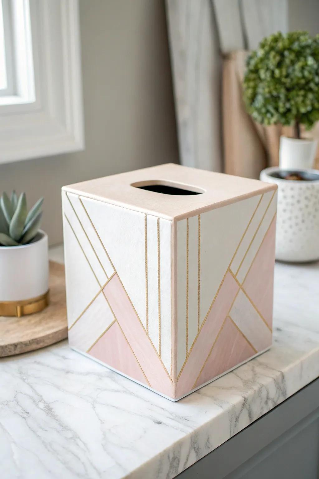 Transform your tissue box using a chic fiberboard cover that embraces minimalist sophistication and organic loveliness.