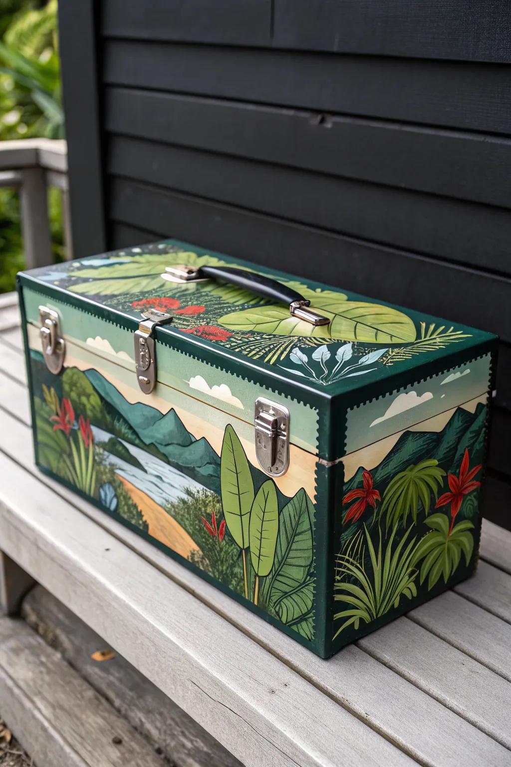 Enhance your workspace through a nature-inspired toolbox wrap, merging artisanship and the tranquility of the outdoors.
